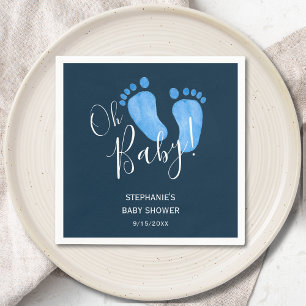 Modern Oh Baby Boy Navy Blue Baby shower Servet