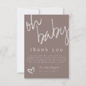 Modern Oh Baby Neutraal Baby shower Bedankt (Achterkant)