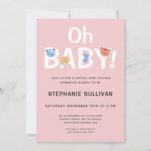 Modern Oh Baby roze meisje Virtueel Baby shower Kaart