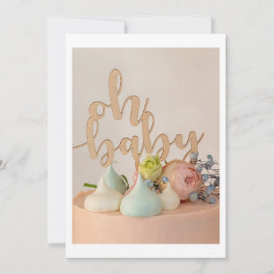Modern Oh Baby shower Uitnodiging met Pastel Cake