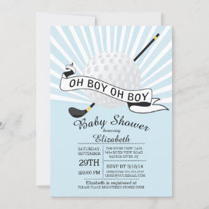 Modern Oh Boy Golf Ball Boys Baby shower Kaart