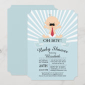 Modern Oh Boy Mustache Boys Baby shower Kaart (Voorkant / Achterkant)