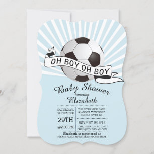 Modern Oh Boy Soccer Boys Baby shower Kaart