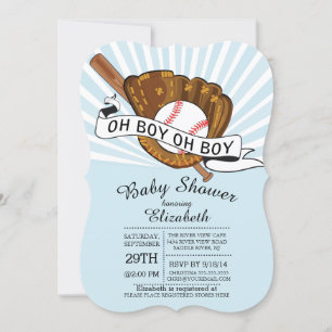 Modern Oh Boy Sports Baseball Boys Baby shower Kaart