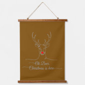 Modern "Oh Deer" Minimalistisch Kerstrendier Hangend Wandkleed (Voorkant)