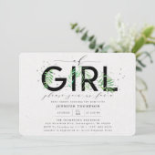 Modern Oh Girl Blush Tropical Greenery Baby shower Kaart (Staand voorkant)
