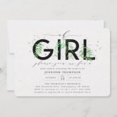 Modern Oh Girl Blush Tropical Greenery Baby shower Kaart (Voorkant)