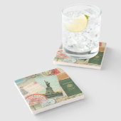 modern oldtimingreiscollage stenen onderzetter (Zijkant)