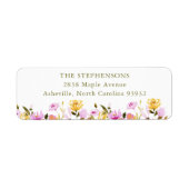 Modern Olijf Roze Waterverf Bloemen Retouradres Etiket (Voorkant)