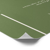 Modern Olijfgroen bruiloft Bar teken Poster (Hoek)