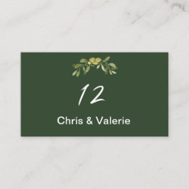 Modern Olijfgroen Tafelnummer Plaatskaartje