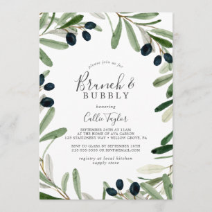 Modern Olive Branch Brunch & Bubble Vrijgezellenfe Kaart