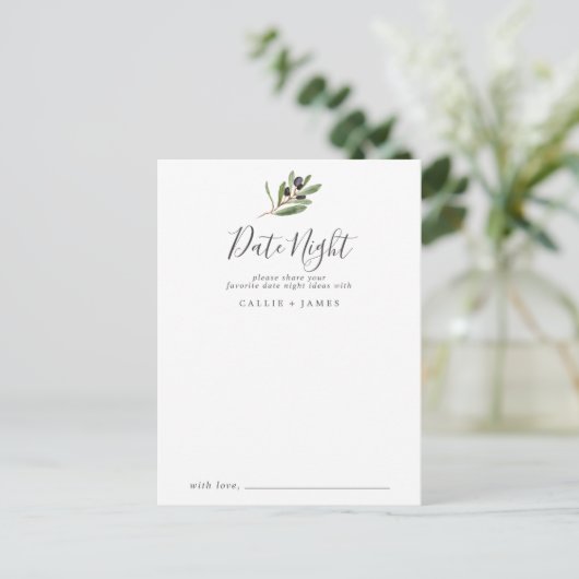 Modern Olive Branch Date Night Idea Kaarten (Staand voorkant)