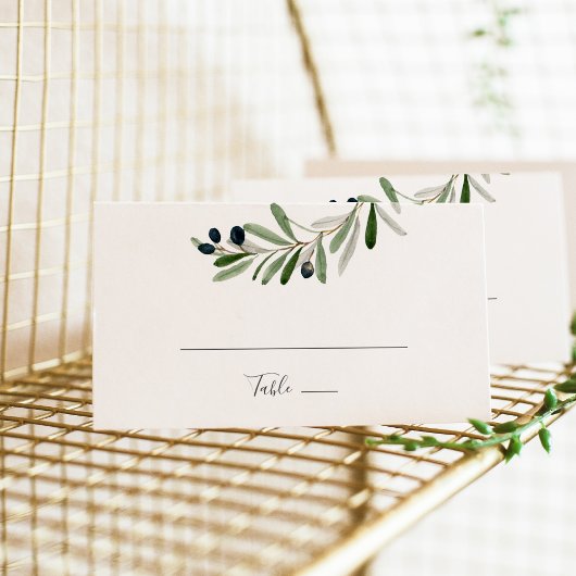 Modern Olive Branch Flat Wedding Plaatskaartje