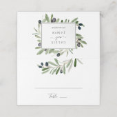 Modern Olive Branch Folded Wedding Place Card (Buitenkant ongevouwen)