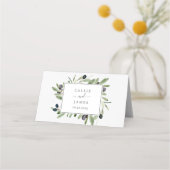 Modern Olive Branch Folded Wedding Place Card (Achterkant)