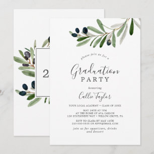 Modern Olive Branch Graduy Party Kaart