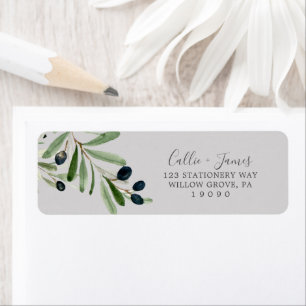 Modern Olive Branch Grijs label retouradres