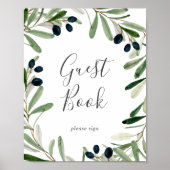 Modern Olive Branch Guest Book Sign Poster (Voorkant)