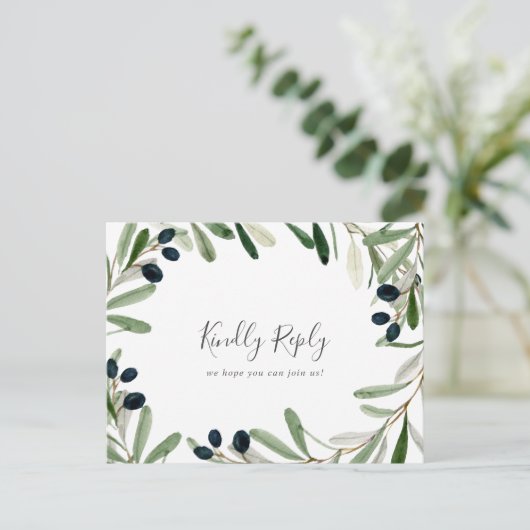 Modern Olive Branch Song Request RSVP Briefkaart (Staand voorkant)