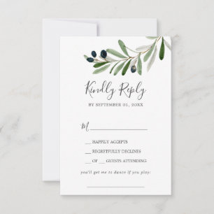 Modern Olive Branch Song Request RSVP Card