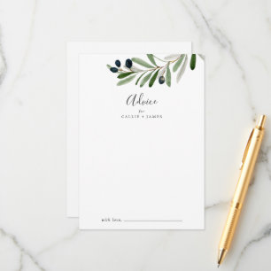 Modern Olive Branch Wedding Advieskaart