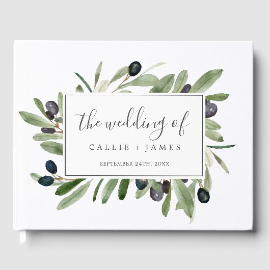 Modern Olive Branch Wedding Gastenboek (Voorkant)
