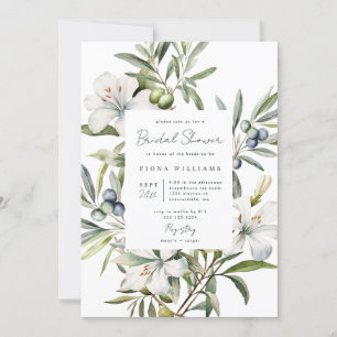 Modern Olive Floral Vrijgezellenfeest Kaart