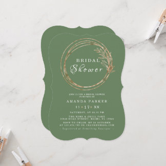 Modern Olive Golden Branch Bridal ShowerInvitation Kaart