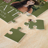 Modern Olive Green 9 Photo Collage Afstuderen Legpuzzel (Zijkant)