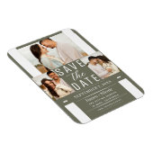 Modern Olive Green Bewaar de datum bruiloft foto Magneet (Rechterzijde)