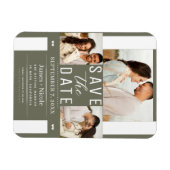 Modern Olive Green Bewaar de datum bruiloft foto Magneet (Horizontaal)