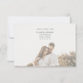 Modern Olive Green Custom Photo Wedding RSVP Card (Dos)