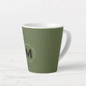 Modern Olive Green Gold Monogram Latte Mok (Rechterhoek)