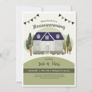 Modern Olive Green Invitation Kaart, Nieuw Home Pa Kaart