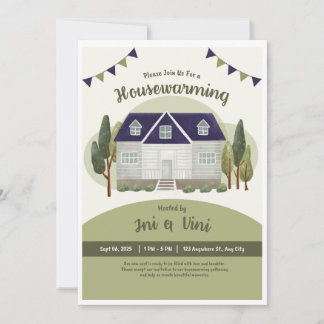 Modern Olive Green Invitation Kaart, Nieuw Home Pa Kaart
