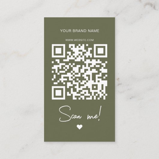 Modern olive green order thank you QR code Visitekaartje (Achterkant)
