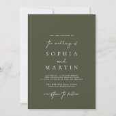 Modern Olive Green Photo Wedding Invitation Kaart (Voorkant)