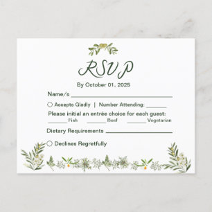 Modern Olive Green RSVP Invitation Briefkaart