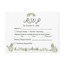 Modern Olive Green RSVP Invitation Briefkaart