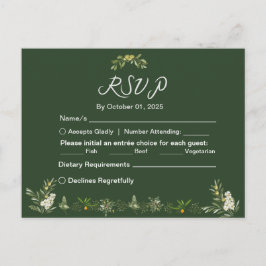 Modern Olive Green RSVP Uitnodiging Briefkaart