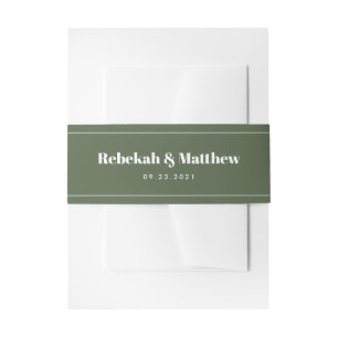Modern Olive Green Wedding Belly Band Uitnodigingen Wikkel