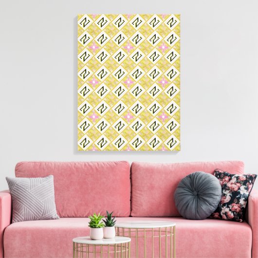 Modern Olive & Magenta Geometric Tribal Pattern Canvas Afdruk (Insitu (Woonkamer))
