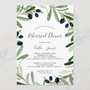 Modern Olive Rehearsal Dinner Kaart