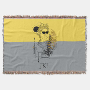 Modern Olympic God Apollo Colorblock Monogram Deken