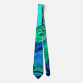 Modern Ombre blauw groen wervelpatroon Stropdas (Voorkant)