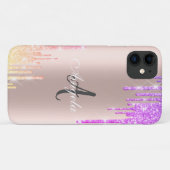 Modern Ombre Glitter Drift Roos Gold, Monogram Case-Mate iPhone Case (Achterkant (horizontaal))