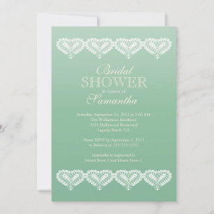 Modern Ombre Lace Hearts Bridal Shower Kaart