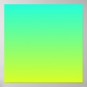 modern ombre lemon yellow lime green turquoise poster