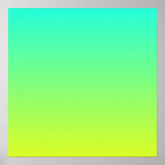 modern ombre lemon yellow lime green turquoise poster